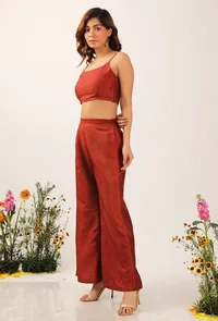 Solid Rust Silk Blouse image 3