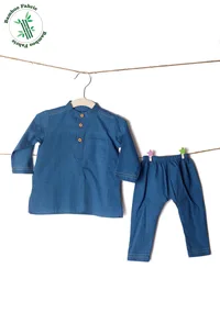 Set of 2: Blue Bamboo Kurta & Pajama image 1