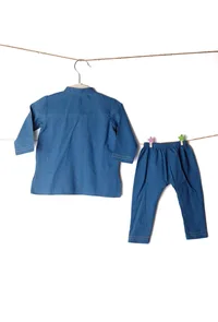 Set of 2: Blue Bamboo Kurta & Pajama image 2