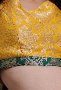 Multicolor Banarasi Jacquard Crop Top With Tassels image 3