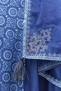 Urvi Indigo Blue Organza Front-Open Asymmetrical Zari Embroidered Shrug image 5