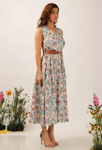 Lilybeth Floral Chintz Kalidar Long Dress With Belt image 2