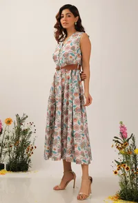 Lilybeth Floral Chintz Kalidar Long Dress With Belt image 3