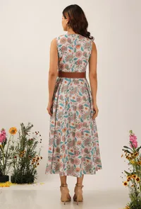 Lilybeth Floral Chintz Kalidar Long Dress With Belt image 4