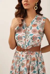 Lilybeth Floral Chintz Kalidar Long Dress With Belt image 5