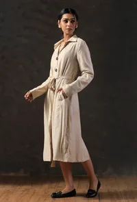 Beige Cotton Silk Trench Coat image 2