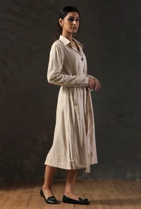 Beige Cotton Silk Trench Coat image 3