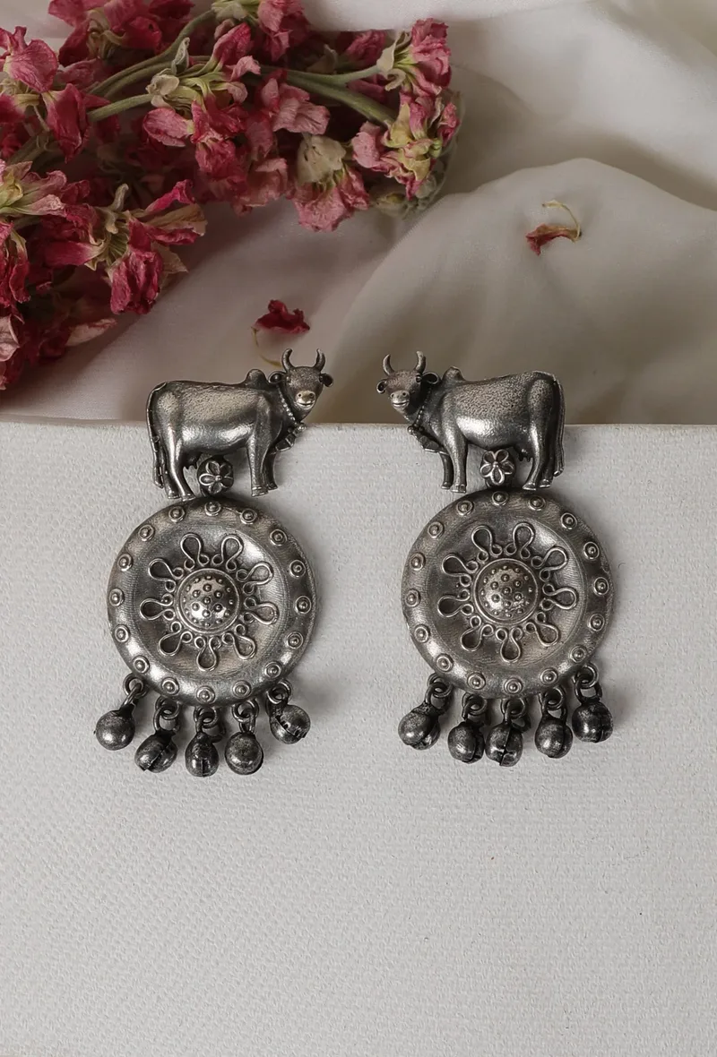 Nandi Textured Ghungroo Danglers