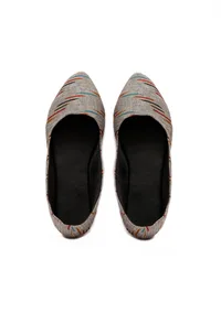 Grey Ikkat Cruelty Free Leather Flat Ballerinas image 2