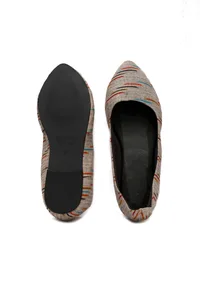 Grey Ikkat Cruelty Free Leather Flat Ballerinas image 3