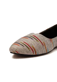 Grey Ikkat Cruelty Free Leather Flat Ballerinas image 4