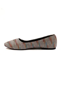 Grey Ikkat Cruelty Free Leather Flat Ballerinas image 5