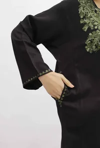 Onyx Black Aari Embroidery Wool Phiran image 4