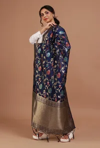 Navy Blue Color Semi Silk Dupatta With Zari Weaving image 3