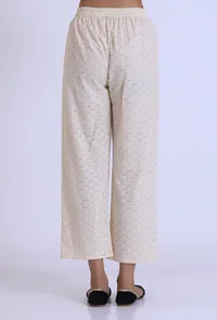 Off White Schiffli Cotton Pant image 4