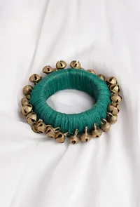 Teal Thread Wooden Bangles image 1