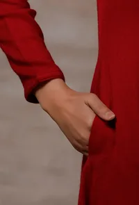 Red Straight Cashmilon Kurta image 5