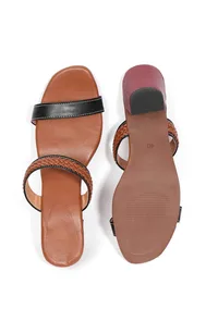 Chocolate Brown Strap Cushion Padded Heels image 3