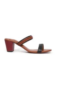 Chocolate Brown Strap Cushion Padded Heels image 4