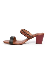 Chocolate Brown Strap Cushion Padded Heels image 5