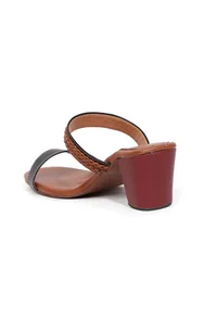Chocolate Brown Strap Cushion Padded Heels image 6