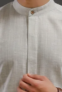 Grey Cotton Slim Fit Shirt image 4