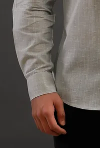 Grey Cotton Slim Fit Shirt image 5