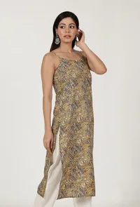 Kalamkari Printed Yellow Color Cotton Slip image 2