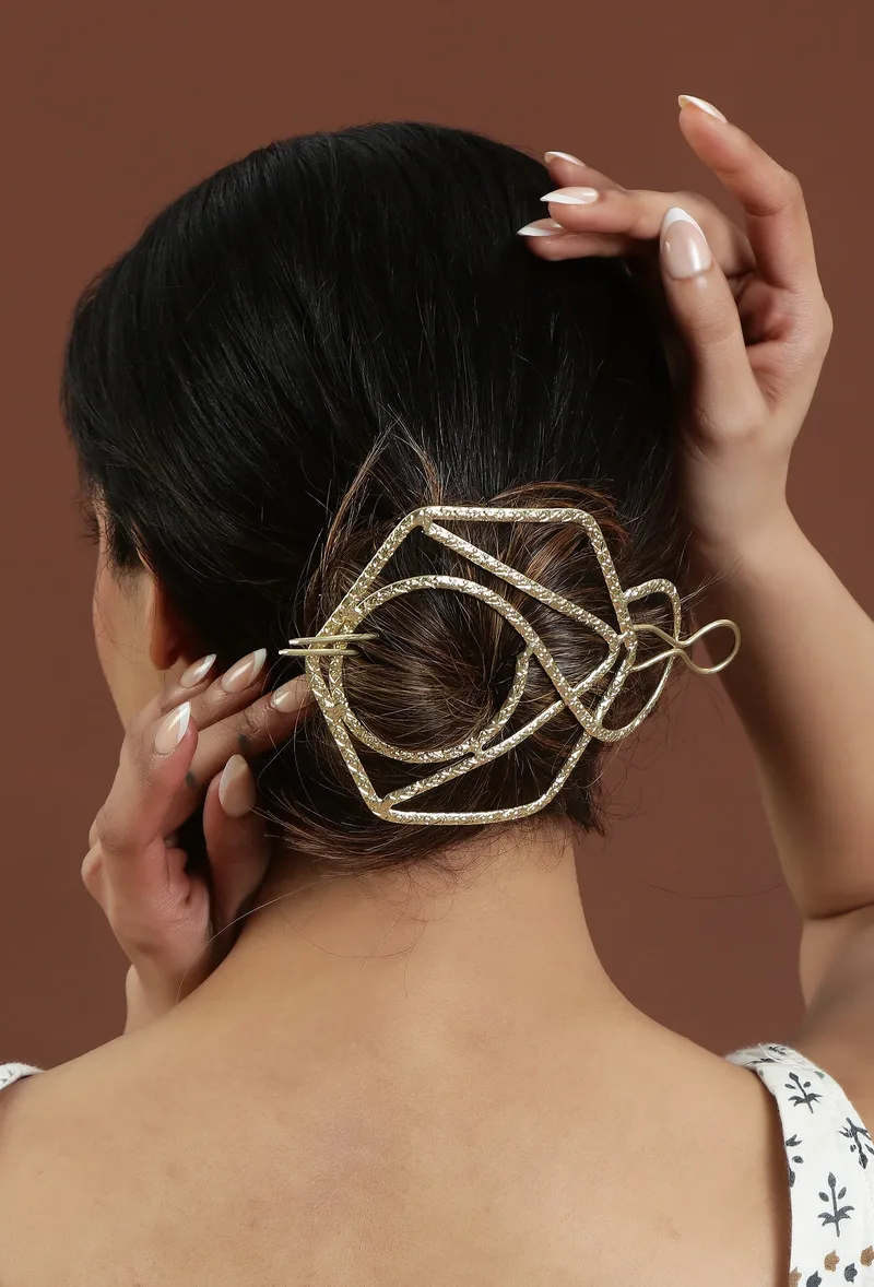 Geometric Gold Finish Brass Juda Pin