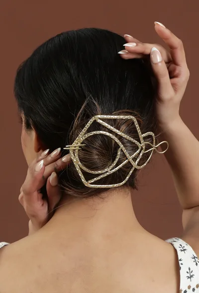 Geometric Gold Finish Brass Juda Pin