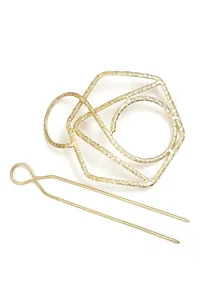 Geometric Gold Finish Brass Juda Pin image 3