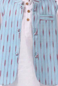 Sky Blue  Ikat Nehru Jacket image 5