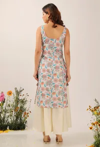 Set Of 2: Lilybeth Floral Chintz Straight Kurta With Organza Flared Palazzo Pants image 2