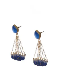 Light Blue Gold Chain Earrings image 2