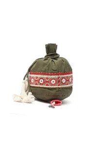 Sage Green Cotton Mirror Tassels Potli image 3