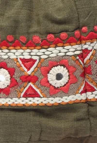 Sage Green Cotton Mirror Tassels Potli image 6