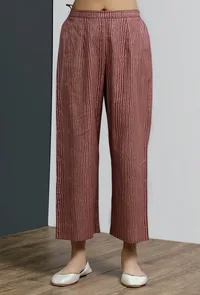 Plum Hand-Block Stripe Wide Leg Pants image 1