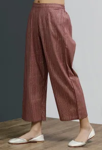 Plum Hand-Block Stripe Wide Leg Pants image 2
