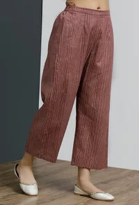 Plum Hand-Block Stripe Wide Leg Pants image 3