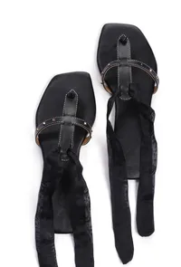 Onyx Black Braided Tie Up Flats image 2