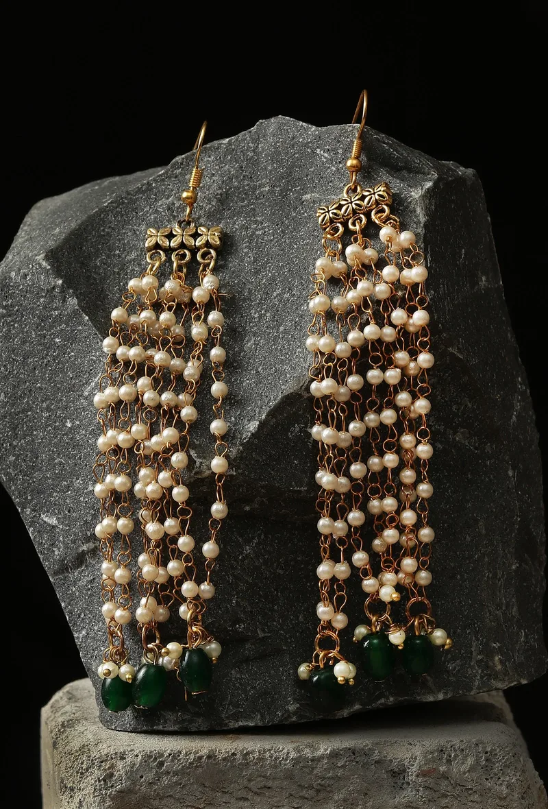 Ivory Trail Green Drop Earrings