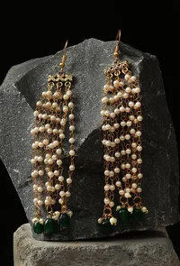 Ivory Trail Green Drop Earrings image 1