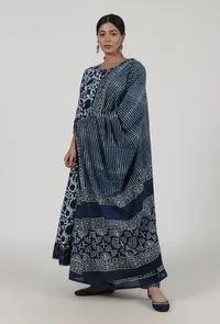Indigo Printed Blue Cotton Dupatta image 1