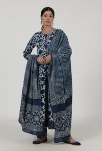 Indigo Printed Blue Cotton Dupatta image 2