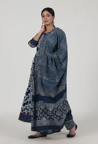 Indigo Printed Blue Cotton Dupatta image 3