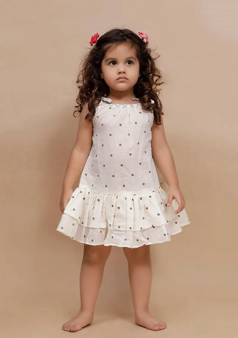 Off-White Polka Dot Printed Dress