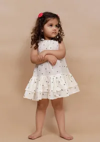 Off-White Polka Dot Printed Dress image 2