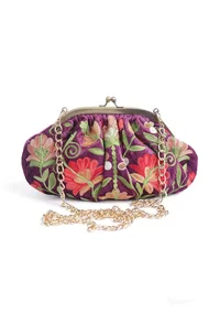 Purple gathered clutch image 1