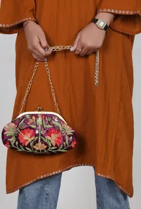 Purple gathered clutch image 2