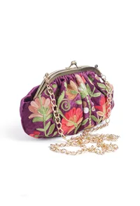 Purple gathered clutch image 4